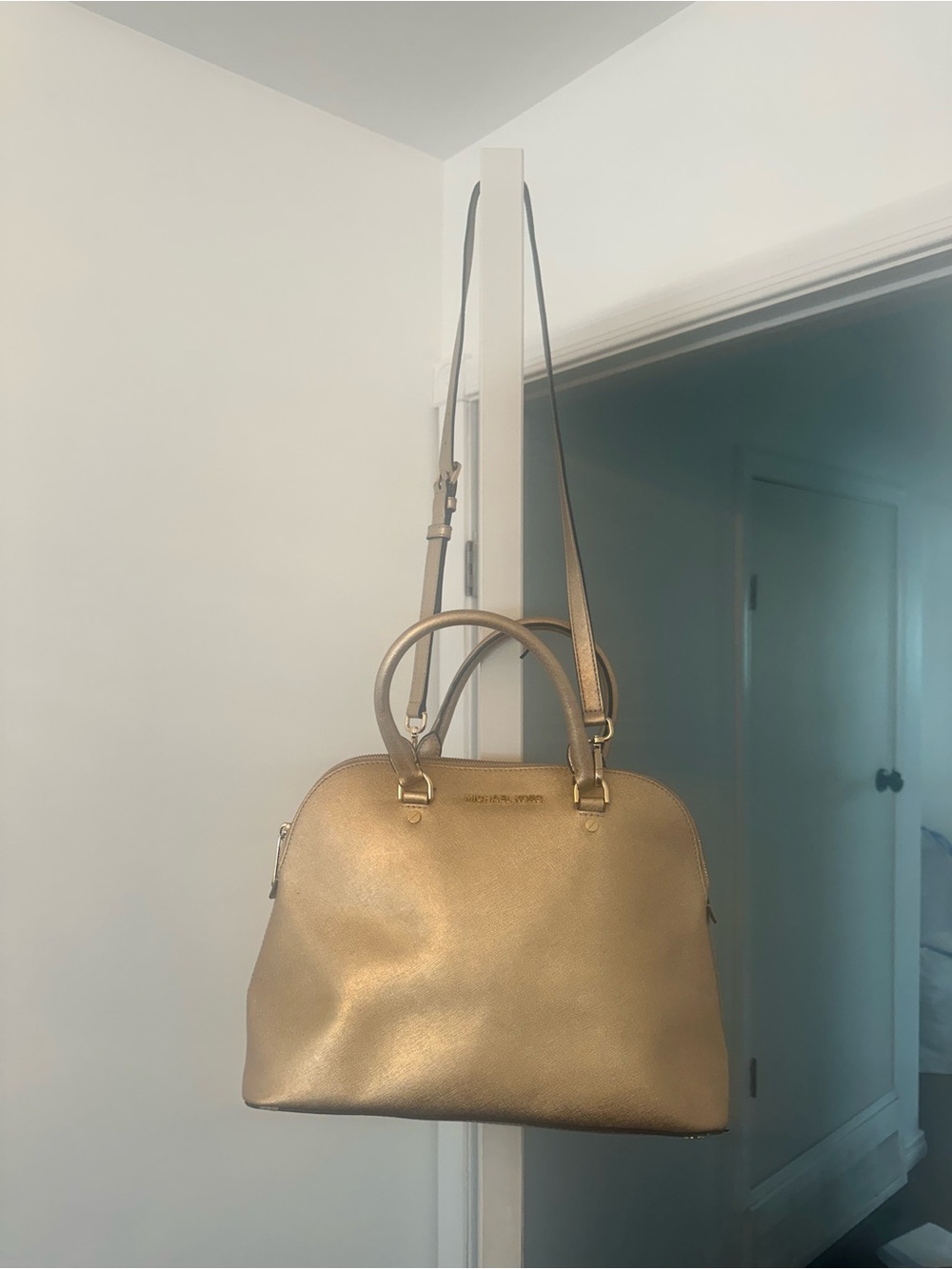 Michael Kors Metallic Gold Dome Satchel